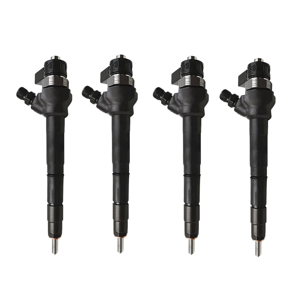 4pcs Common Fuel Rail Injectors 0445110369 0445110647 03L130277J 03L130277Q 0986435166 Compatible with AUDI A3 A4 2.0 TDI SEAT SKODA VW Beetle Golf Car Parts Replace Bosch and Volkswagen