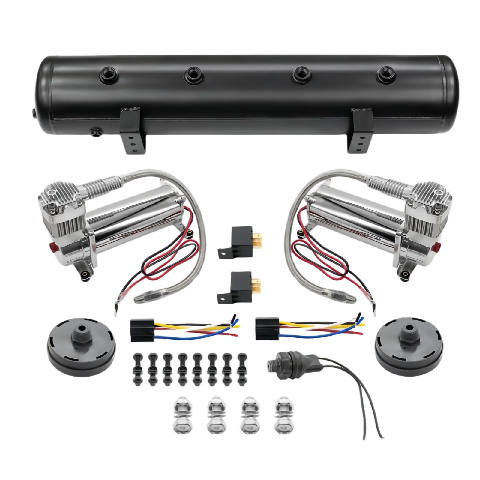 AI-AM-COM580 Air Suspension Compressor Kit Fits for 5 Gallon 9 Port Air Tank Replace parts