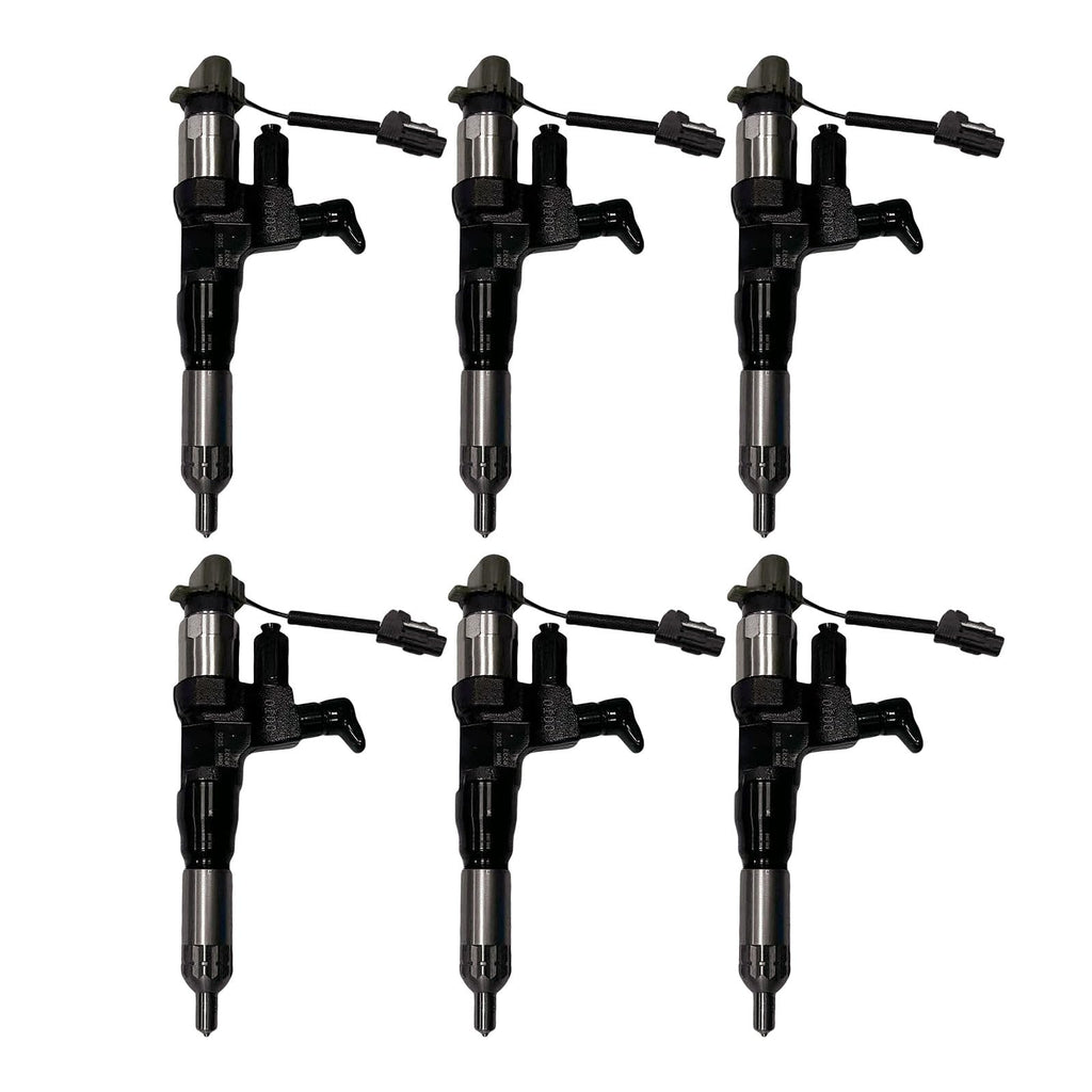 6pcs 095000-6593 0950006593 Fuel Injector Fits for Denso Hino J08E 7.7d Engine 500 Series Kobelco SK200-8 SK210-8 SK250-8 SK330-8 SK350-8 Excavator