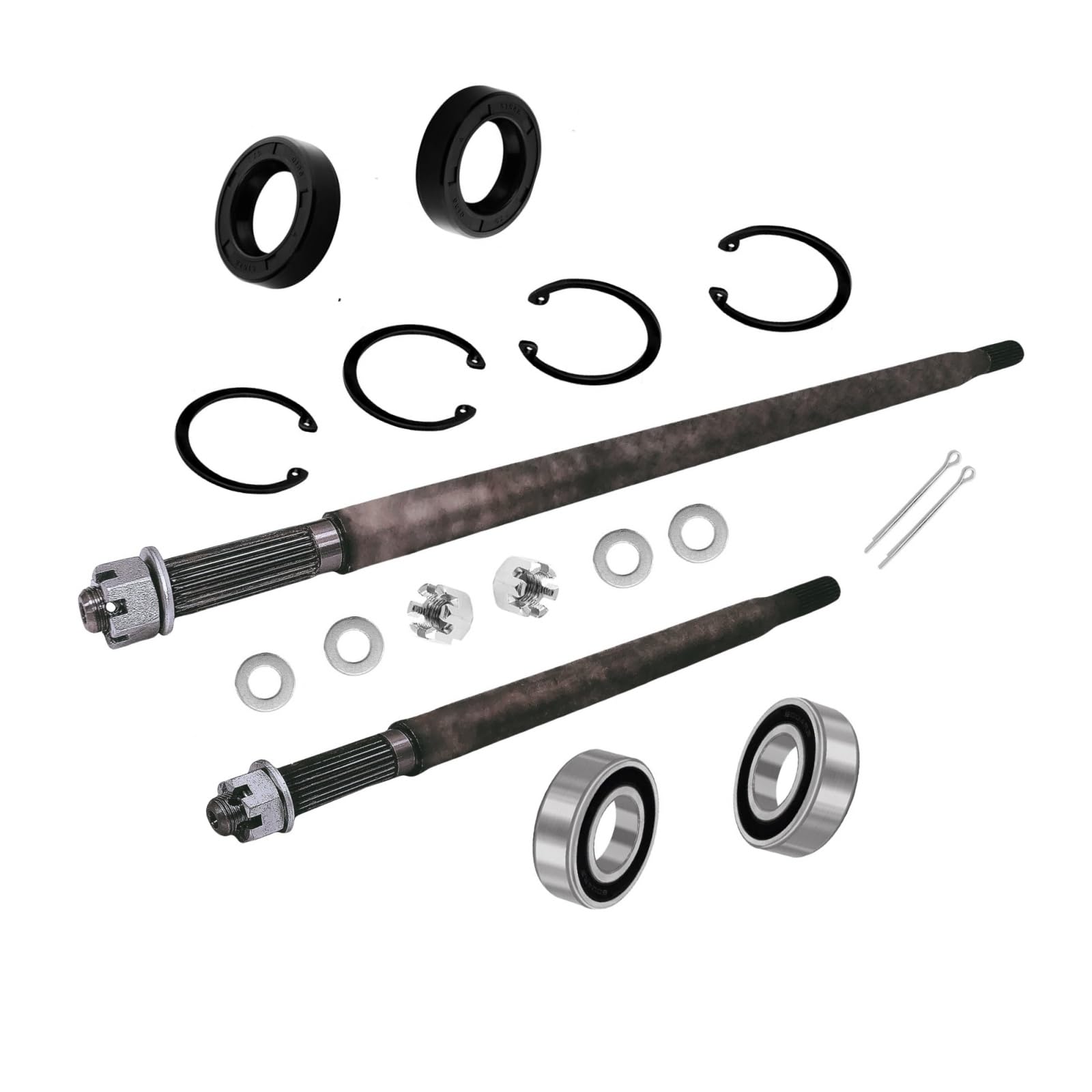 20377-G11 20377-G12 Golf Cart Rear Axle Shaft with Bearing Seal Kit Compatible with EZGO TXT Medalist Electric Models1994-2013 Driver Side and Passenger Side (16 3/4" + 23 7/8" Length)