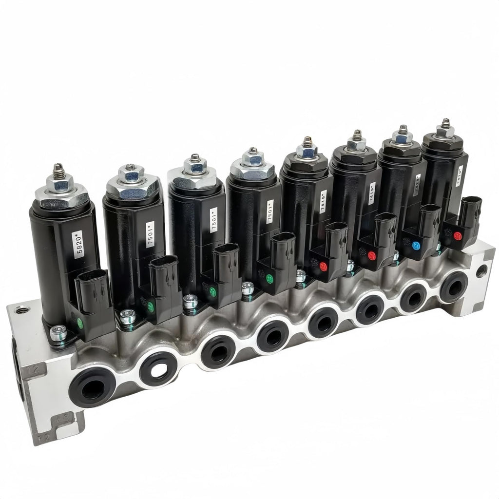 Solenoid Valve Assembly YN35V00047F1 YN35V00047F2 87338533 Compatible with Kobelco Excavator SK210DLC-8 SK215SRLC SK235SR-2 SK235SR-1E SK485-8 SK210-8 ED195-8 KWE5K-31