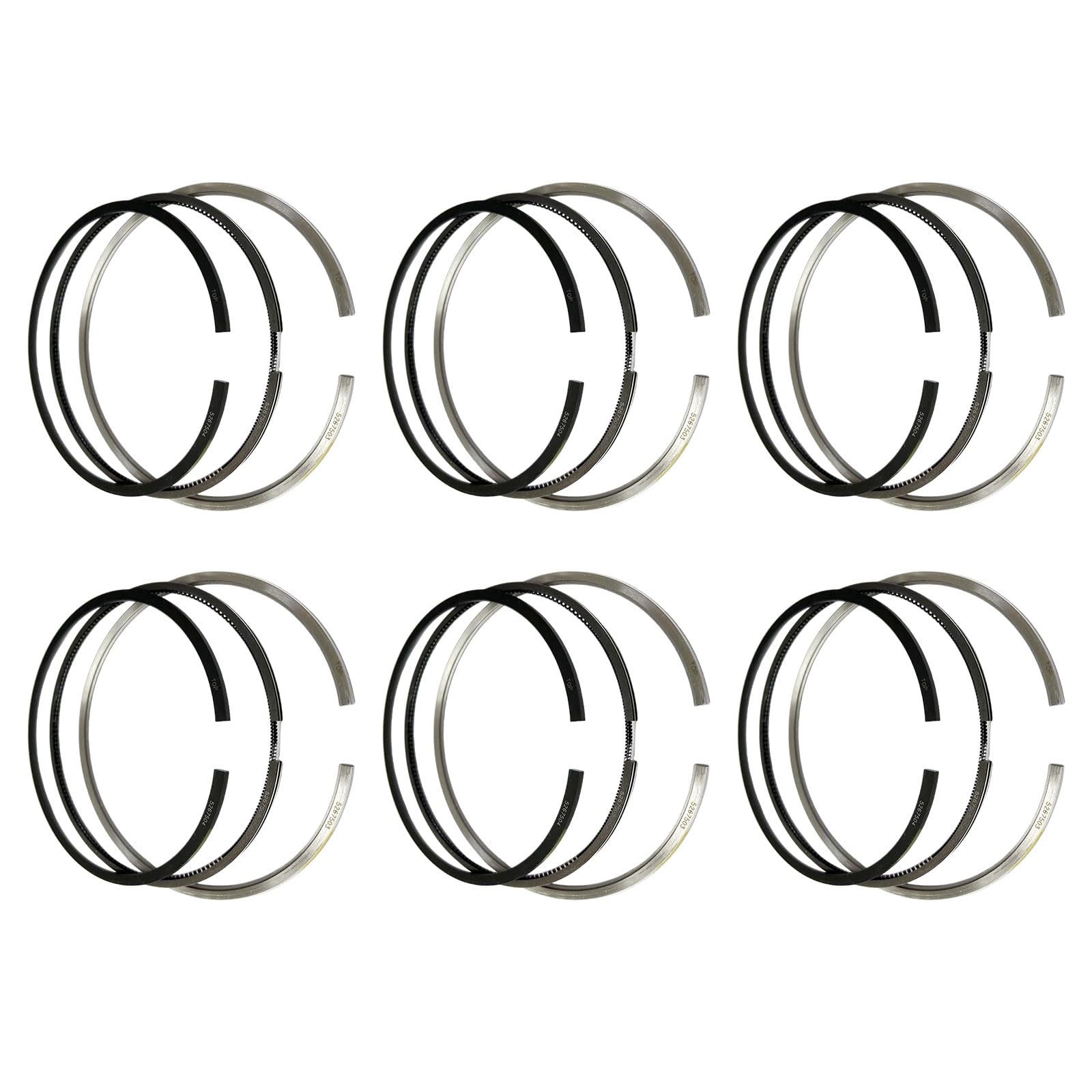 6PCS Piston Rings 4309114 Replacement for Cummins L9.3/6LT9.3 L9.5/6LT9.5 L9.3/QSL9.3 Engine (3.0Kx2.5x3.5mm)