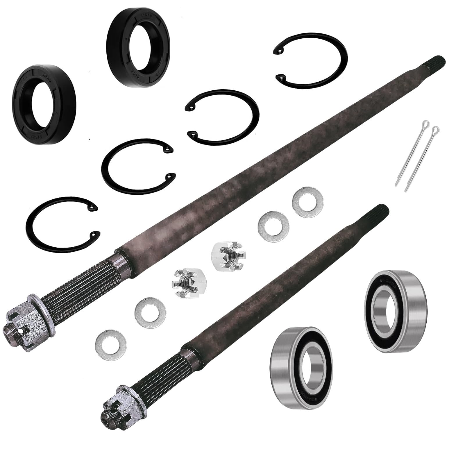 20377-G11 20377-G12 Golf Cart Rear Axle Shaft with Bearing Seal Kit Compatible with EZGO TXT Medalist Electric Models1994-2013 Driver Side and Passenger Side (16 3/4" + 23 7/8" Length)