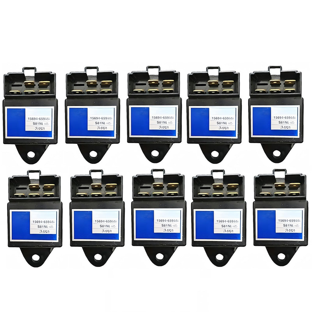 10pcs 15694-65992 15694-65990 12V Lamp Timer Time Relay S81NL SBA385870500 Compatible with Kubota D1005 D1105 D1305 D1403 D1503 D1703 D722 D902 D905 Engine