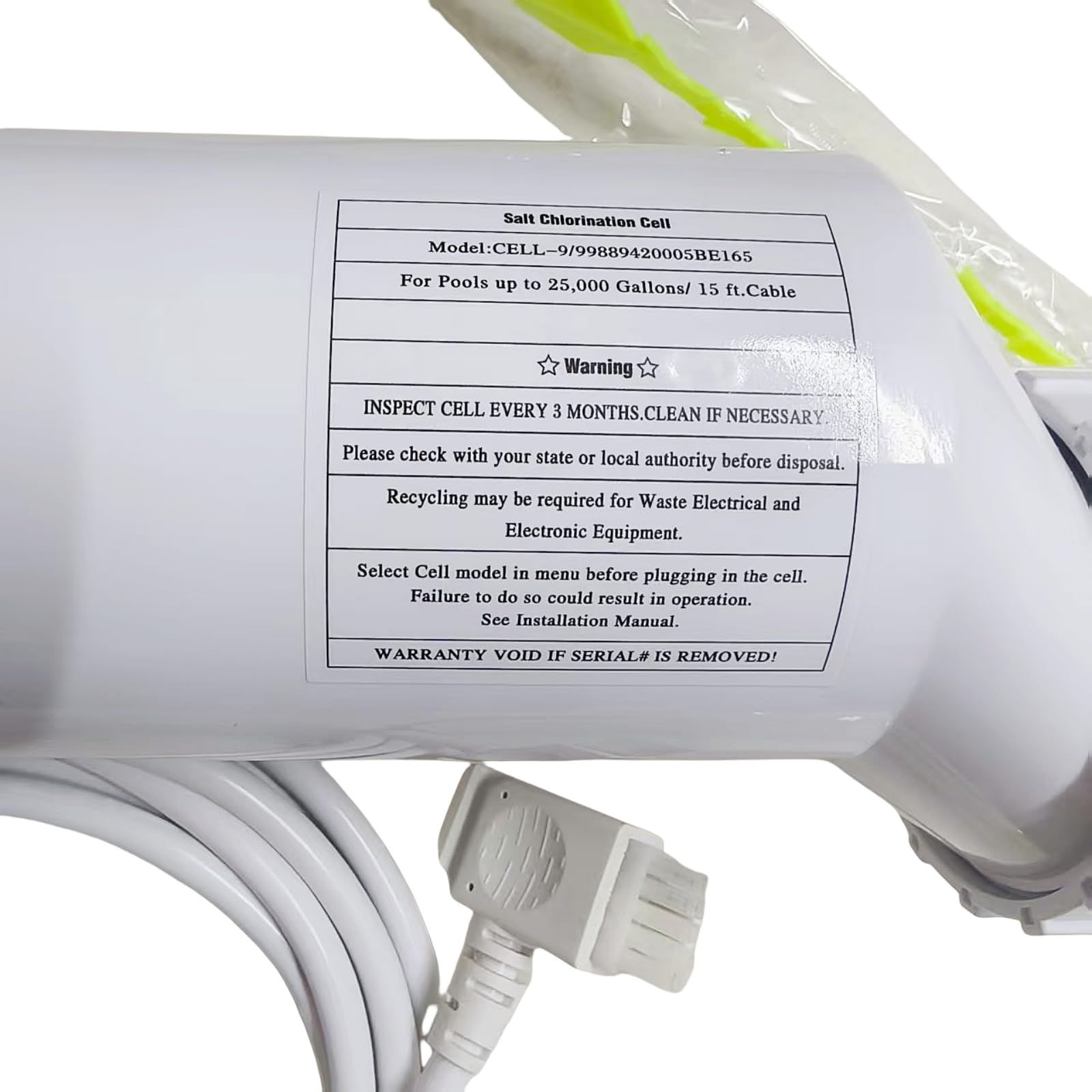W3T-CELL-9 Salt Chlorination Cell Fits for Hayward TurboCell for In-Ground Swimming Pools Up To 25,000 Gallons