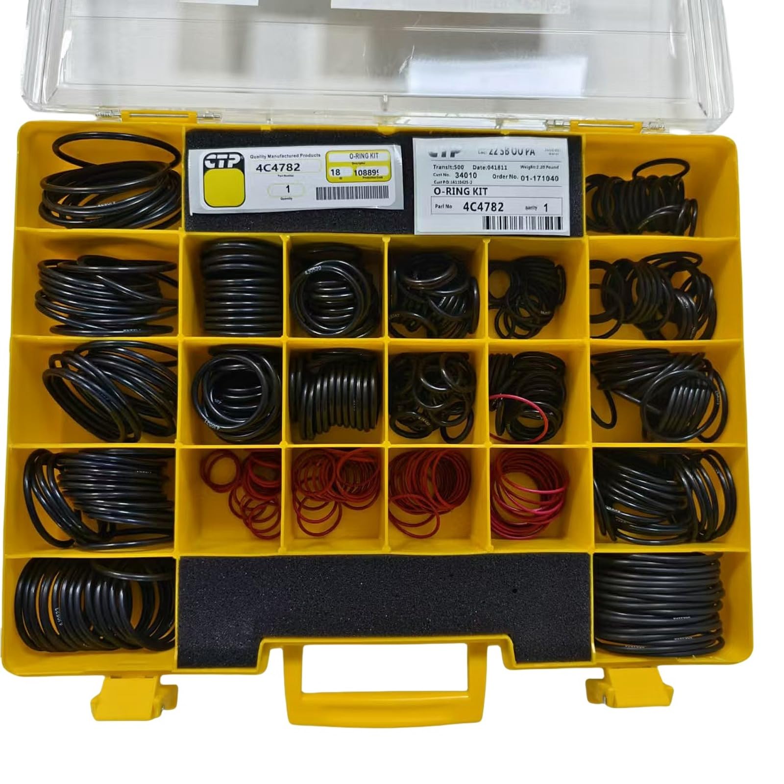 580PCS Seal O-Ring Kit 4C-4782 270-1528 Compatible for Caterpillar SAE STOR ORFS 61 62 Nitrile 90, Hydraulic Hose Fitting Orings